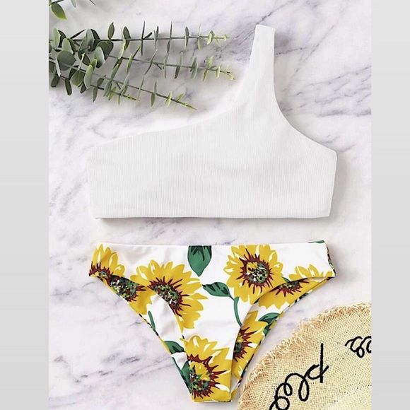 Urban Outfitters Other - SALE One Shoulder Sunflower Ribbed Sexy Bikini Set